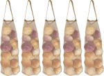 Ginfh Hanging Mesh Storage 5PACK Potato & Onion Bags - Large Reusable Net Produce Bags Beige