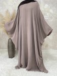 Ramadan Solid Simple Loose Modest Dress Elegant Batwing Sleeve Maxi Length Dress Women's Clothing