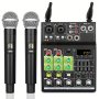 Professional Audio Mixer: Wireless Dual Microphone USB Rec Dj Console With The GT4 4-CHANNEL Mixer Built-in-receiver For Karaoke Stage Recording Studio Eid Al-adha Mubarak