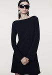 Boat-neck Jersey Dress - Black