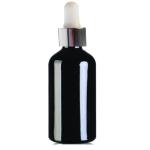30ML Black Glass Aromatherapy Bottle With Pipette - White & Silver Collar 18 78