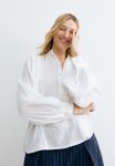 Batwing-sleeved Muslin Blouse - White