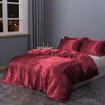 Threadinbox 100% Mulberry Silk Duvet Cover Set - 3-PIECE Set - 22 Momme Grade 6A Mulberry Silk - Features Zipper Closure And Cor
