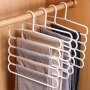 Polished Stainless Steel Multi-layer Pants Hangers - Anti-slip Space-saving Wardrobe Organizer For Clothes & Scarves