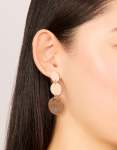 Goldair Gold Molten & Brown Stone Round Drop Earrings