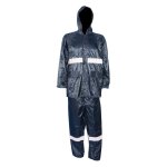 Pvc Rubberised Rain Suit Navy With Reflective Tape