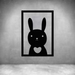 Rabbit In Frame - Matt Black L 600 X H 400MM
