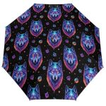Cwecvwe 3-FOLD Compact Auto Umbrella Dual-use Sun Rain Black Lining Funny Printed Style Unisex Lightweight Gear For Hiking Shopp