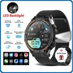 Toxiya Outdoor Military Rugged SmartWatch Men Gps Sports Fitness Waterproof Watch Bluetooth Call With LED Lights - Black Mesh Be
