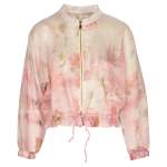 Border Floral Silky Bomber - Pink Free
