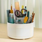 1PC Pen Holder For Desk Pencil Holder 5 Slots 360 Degree Rotating Desk Organizers And Accessories Cute Pen Cup Pot For Office Sc