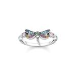 Ring Dragonfly With Coloured Stones Silver - 60