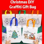 6 12PCS Cartoon Christmas Graffiti Tote Bags Handmade Diy Painting Coloring Non-woven Bags Christmas Gift Bags
