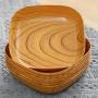 4-PIECE Set Pp Polypropylene Imitation Wood Grain Snack Plates Lightweight Durable Dessert Dishes Melon Fruit Candy Bowl For Outdoor Camping Picnic Essentials