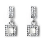 Hanging Square Earrings With Marble Acrylic Inlay