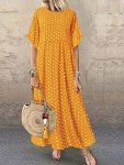 Plus Size Polka Dot Print Loose Dress Casual Short Sleeve Dress For Spring & Summer Women's Plus Size Clothing