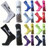 1PAIR New Breathable Casual Anti-slip Silicone Mid-calf Socks Men's And Women's Outdoor Letter Pattern Sports Football Socks