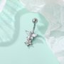 1pc Mini Butterfly Pendant Belly Button Ring Inlaid Shiny Zirconia Elegant Navel Nail Body Piercing Jewelry