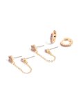 Goldair Gold Lilac Cubic Zirconia Chain Flower & Huggie Earrings Pack