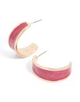Goldair Gold Red Marble Inlay Hoop Earrings