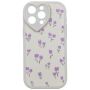 Tulips Print Ribbed Phone Case For Iphone 15 Pro Max - Purple/white