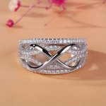 Elegant Wide Ring Trendy Infinity Design Silver Plated Inlaid Shining Zirconia Multi Colors To Choose Match Daily Outfits Gift F