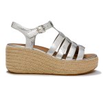 Platforms Espadrille Fisherman Wedge Sandals - Snake Metallic Silver - 8