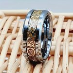 1PC Trendy Beautiful Cool Silvery 304 Stainless Steel Ring Celtic Dragon Patterned Ring Engagement Ring Men's Ring Birthday Gift