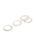 Silver Plated Diamante Inlay & Band Rings 4-PACK - M l