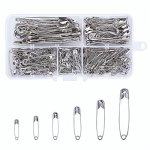 Kissitty 1 Box 6-SIZE 22MM 28MM 32MM 38MM 45MM 55MM Safety Pins Sets Pack Of 220-COUNT For Home Office Use Art Craft Sewing Jewe