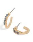 Goldair Gold Light Blue Diamante Row Huggie Earrings