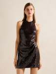 Tate Sequin Halter MINI Dress - 16 Chocolate
