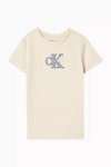 Calvin Klein Unisex Monologo Slim Short Sleeve T-Shirt In Beige - Beige 16