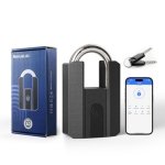 Nexuslab Heavy Duty Fingerpint Padlock With Key Gate Locks For Outdoor Fence Padlock For Back Yard Gate IP67 Weatherproof Combin