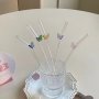 1PC Butterfly Glass Straw - Reusable Heat-resistant Drinking Straw For Juice Milk Coffee - Sustainable Kitchen & Dining Accessory