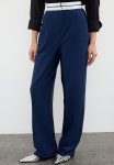 Wide Leg High Detailed Woven Trousers - Navy blue