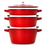 Staub Cherry Cast Iron Stackable Cookware Set 4 Piece