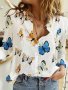 Butterfly Print Button Front Shirt Casual Long Sleeve Shirt For Spring & Fall Women's Clothing