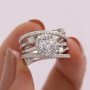 925 Silver Plated Multilayer Micro Pave Zirconia Ring For Women Proposal Engagement Party Ring Jewelry