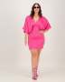 Short Sleeve Satin Formal Dress Pink MINI - Pink / XS