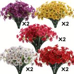 10 Bundles Of Outdoor Artificial Flowers Uv Resistant No Fade Fake Violet Flowers For Indoor Outside Hanging Plants Garden Patio