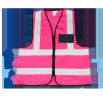 Premium Reflective Vest With Zip & Id Pink