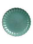 Scalloped Edge Turquoise Ceramic Plate 20.5CM - None Grey