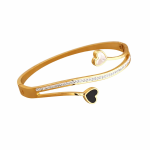 Heart Bangle Bracelet For Women With Rhinestone Detail