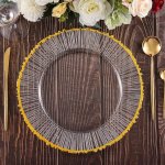 Goldair Gold Wavy Rim Glass Charger Plate