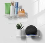 Oaprire Clear Acrylic Floating Shelves Set Of 2 - Easily Expand Wall Space - Small Wall Shelf With Strong Adhesive For Bathroom