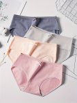 4PCS Simple Solid Bow Briefs Comfy Breathable Stretchy Intimates Panties Women's Lingerie & Underwear