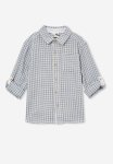Cotton On Long Sleeve Prep Shirt - Dusty Blue gingham