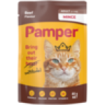 Pampers Pamper Beef Flavoured Minced Adult Cat Food Pouch 85G
