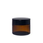 50G Amber Glass Jar And Black Lid And Inner Lid Shive Complete